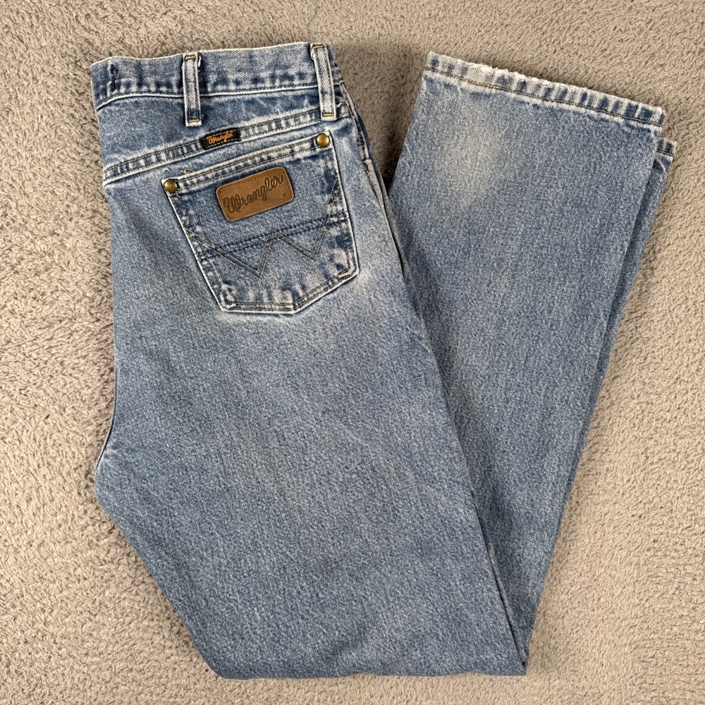 Wrangler George Strait Jeans Mens 35x34 (34x32) Blue Stone Wash Straight 13MGSHD